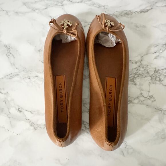 Tory Burch Tan Leather Goldtone Charm Ballet Flats women’s size 8.5 - Picture 6 of 12